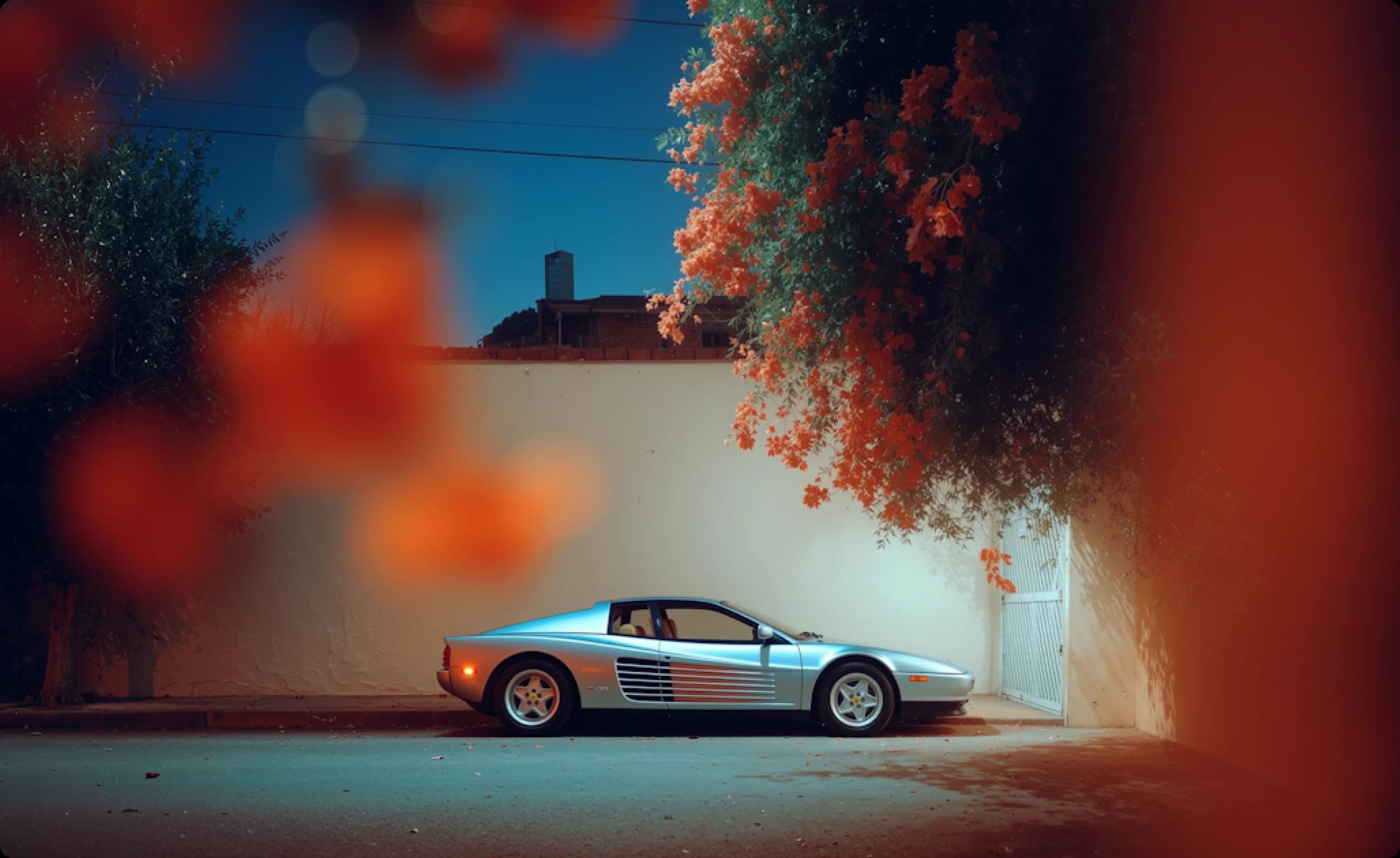 Silver sports car scene